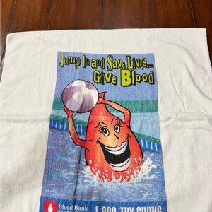 Vintage Blood Dr Beach Towel Give Blood Promo 100% Cotton 90s Graphic
